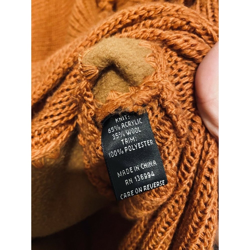 Slonl Ruffle Wool Blend Rust Cardigan Sweater - Picture 8 of 11